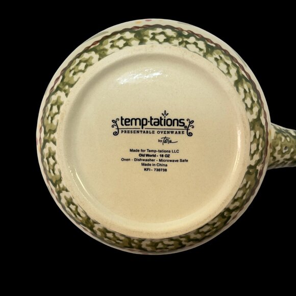 Temptations Soup And Sandwich Tray Bowl Old World Green Floral Pattern - Picture 5 of 8